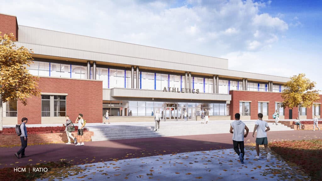 CCHS rebuild - exterior view of athletics building